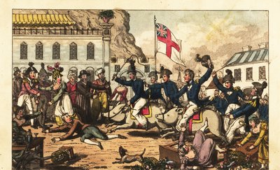Royal Naval officerare rider grisar i sadlar genom marknaden i Gibraltar av Charles (c.1797 1850) (after) Williams