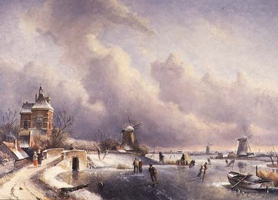 Ett vinterlandskap av Charles (circle of) Leickert