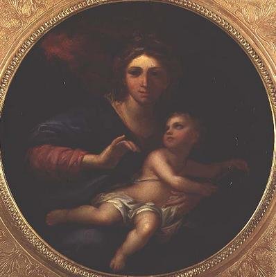 Madonna och barn av Charles (follower of) Le Brun