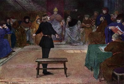 Joan of Arc: The Trial (färg litho) av Charles A. Buchel