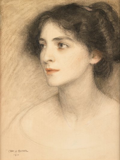Kathleen Blake (Mrs Reginald Bach) (krita på papper) av Charles A. Buchel