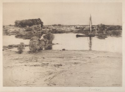 Namnlös (flodscen med båt) av Charles A. Platt