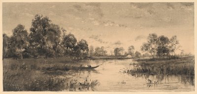 Kväll på en flod med en båtsman av Charles A. Walker