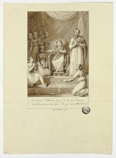 Scen ur Racines Athalie av Charles Abraham Chasselat