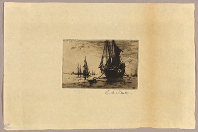 Skiss av en båt av Charles Adams Platt