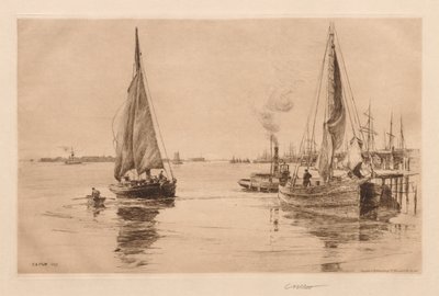 Två slupar på East River av Charles Adams Platt