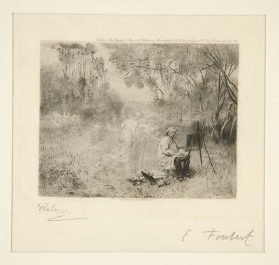 Corot Målning: Efter Foubert av Charles Albert Waltner