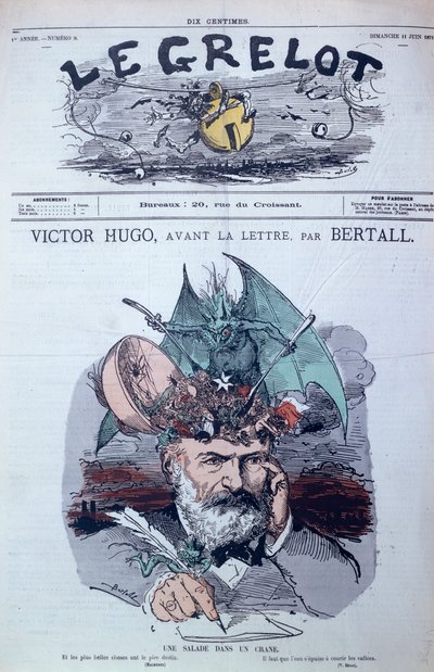 "Brain Salad", karikatyr av Victor Hugo (1802-85) från omslaget till "Le Grelot", juni 1871. av Charles Albert d Arnoux Bertall