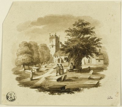 Figurer på kyrkogården nära kyrkan av Charles Alfred Stothard
