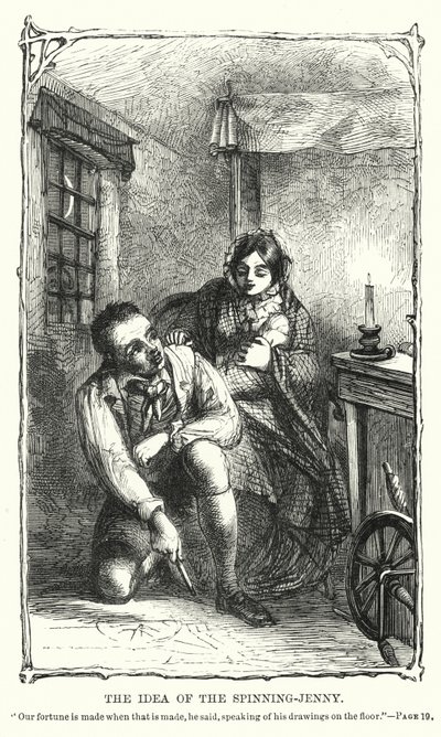 Idén med spinning-jenny (gravyr) av Charles Altamont Doyle