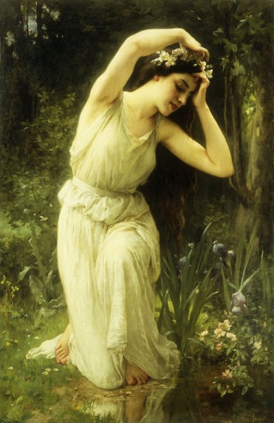En nymf i skogen (olja på duk) av Charles Amable Lenoir