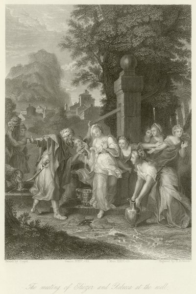 Mötet mellan Eliezer och Rebecka vid brunnen av Charles Antoine Coypel