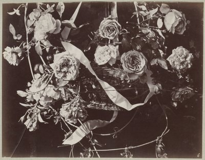 Blommastudie med korg och band av Charles Aubry (manner of)