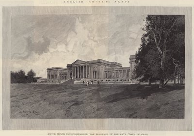Engelska hem, Stowe House, Buckinghamshire, residenset för den avlidne greven av Paris av Charles Auguste Loye