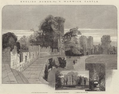 English Homes, Warwick Castle gravyr av Charles Auguste Loye