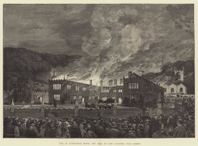 Brand vid Lanhydrock House, Lord Robartes säte, nära Bodmin av Charles Auguste Loye