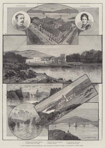 Lady Burdett-Coutts i Irland, Industrial Fishery School i Baltimore, County Cork av Charles Auguste Loye