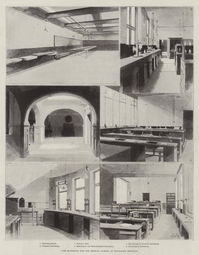 Nya byggnader för den medicinska fakulteten vid Middlesex Hospital av Charles Auguste Loye