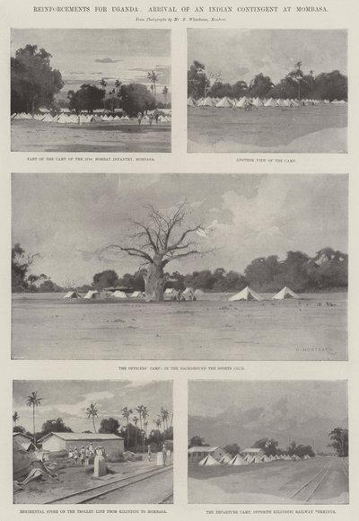 Förstärkningar för Uganda, ankomsten av en indisk kontingent till Mombasa av Charles Auguste Loye