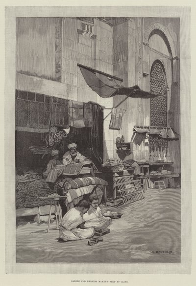 Sadel- och seletillverkares butik i Kairo av Charles Auguste Loye