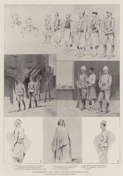 Oroligheterna på Kreta, scener från rättegången mot upprorsmakarna i Candia av Charles Auguste Loye