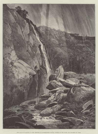 The Falls of Dargle, i Grounds of Powerscourt House, besökt av hertigen och hertiginnan av York av Charles Auguste Loye