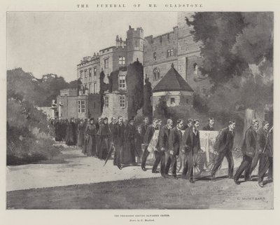 Gladstones begravning, processionen från Hawarden Castle av Charles Auguste Loye