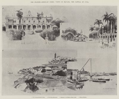 Den spansk-amerikanska krisen, utsikt över Havanna, Kubas huvudstad av Charles Auguste Loye