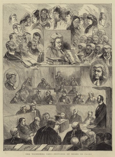 Fallet Tichborne, skisser av huvuden i rätten av Charles Auguste Loye