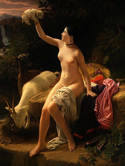 A Pastoral Idyll (olja på duk) av Charles Auguste Steuben