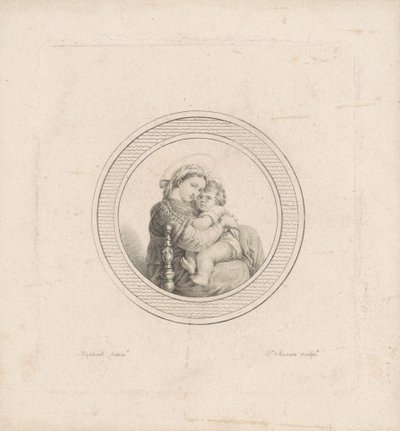 Madonna av stolen av Charles B. J. Févret de Saint Mémin, after Raphael