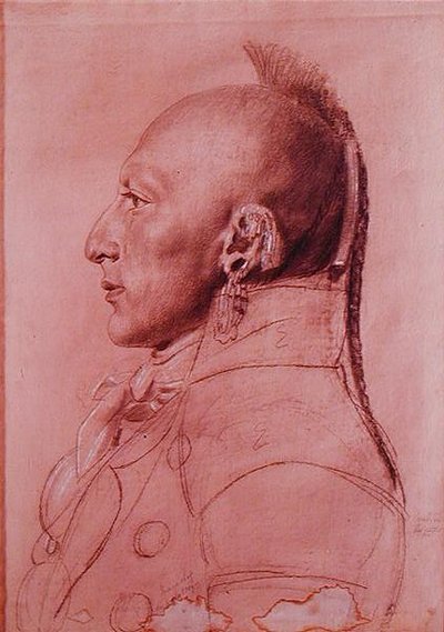 Porträtt av en hövding från Little Osages, ca 1807 (krita på papper) av Charles Balthazar Julien Févret de Saint Mémin