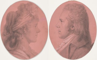 Porträtt av Georges Arnold Fitzwilliam och porträtt av Eleanor Ramsay Fitzwilliam; ett par av Charles Balthazar Julien Févret de Saint-Mémin