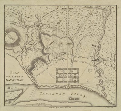 Plan för belägringen av Savannah, 1796. av Charles Balthazar Julien Févret de Saint Mémin