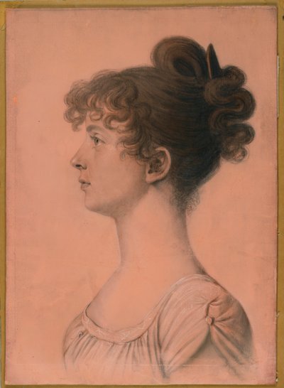 Porträtt av Elizabeth Bland Mayo från Powhattan Seat, ca 1808 (kol, vit krita och pastellkrita på papper ombord) av Charles Balthazar Julien Févret de Saint Mémin