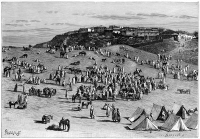 Boghari by och marknad, c1890 av Charles Barbant