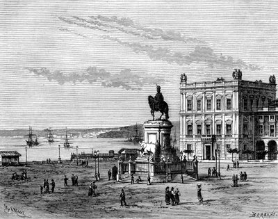 Commerce Square, Lissabon, Portugal, 1800-talet. av Charles Barbant