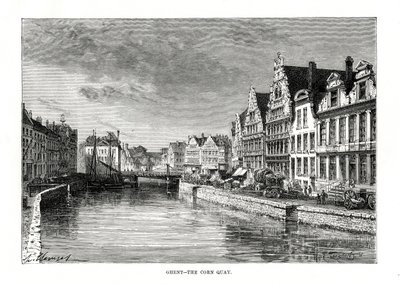 Corn Quay, Gent, Flandern, Belgien, 1879 av Charles Barbant
