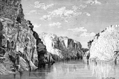 The Gorge of the Marble Rocks, Indien, 1895. av Charles Barbant