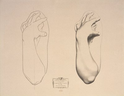 Bent Arm of a Woman, tallrik 22 från Cours de Dessin Volym I, Modeles dapres la bosse, ca 1868 av Charles Bargue