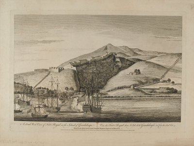 ?A South View of Fort Royal på ön Guadaloupe?, 1759 cirka av Charles Benazech