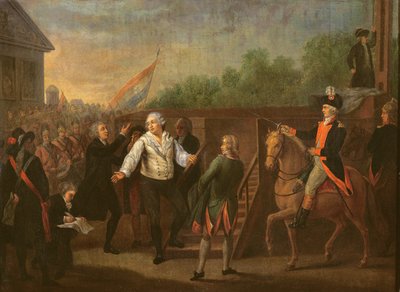 Ludvig XVI (1754-93) vid foten av ställningen, 21 januari 1793 av Charles Benazech