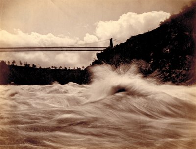 Forsen, nedanför hängbron, ca 1870 (albumin silver print) av Charles Bierstadt