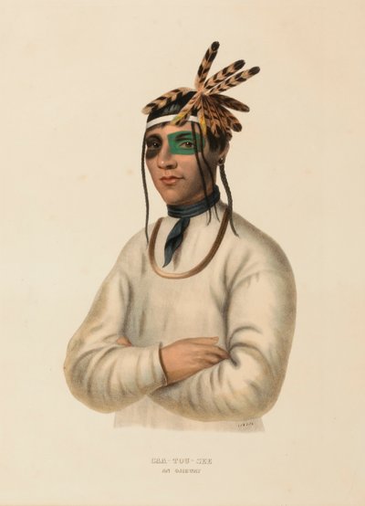 CAA-TOU-SEE. AN OJIBWAY., från Historien om Nordamerikas indianstammar av Charles Bird King