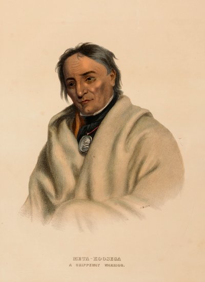 META-KOOSEGA. EN CHIPPEWAY-KRIGER, från Historien om Nordamerikas indianstammar av Charles Bird King