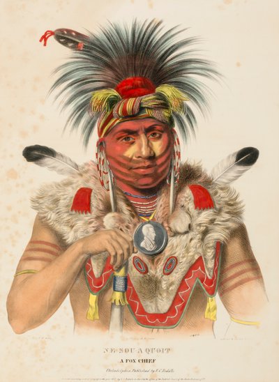 NE-SOU-A-QUOIT. A FOX CHIEF, från Historia om indianstammarna i Nordamerika av Charles Bird King