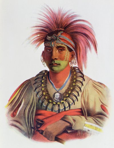 Nowaykesugga, en Otto, illustration från "The Indian Tribes of North America, Vol.3", av Thomas L. McKenney och James Hall, pub. av John Grant av Charles Bird King