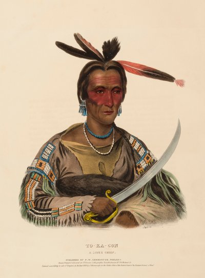 TO-KA-CON. A SIOUX CHIEF., från Historia om indianstammarna i Nordamerika av Charles Bird King