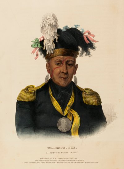 WA-BAUN-SEE, EN CHEF FÖR POTTAWATOMIE, från Historia om Nordamerikas indianstammar av Charles Bird King