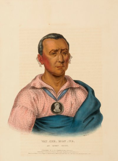 WAT-CHE-MON-NE, EN IOWAY-HÖVding, från Historia om Nordamerikas indianstammar av Charles Bird King